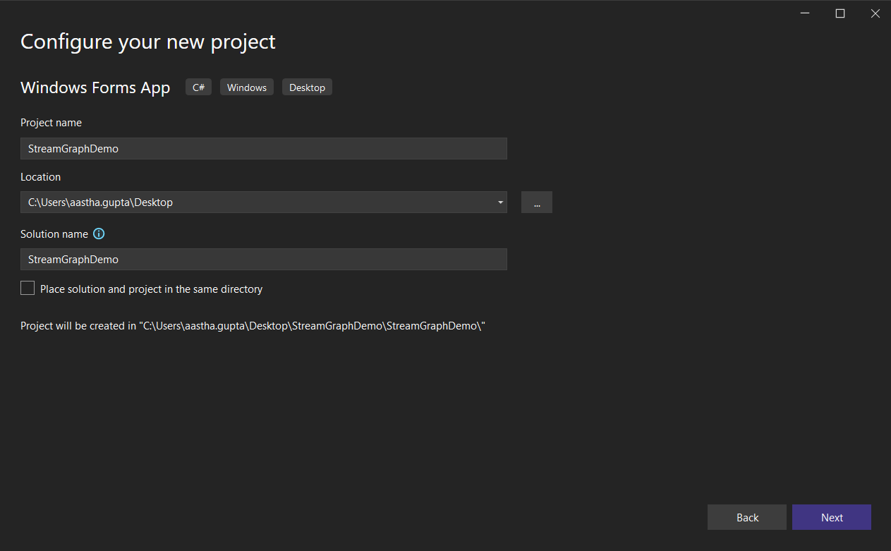 C# .NET Streamgraph_Configure